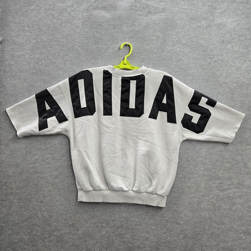 Adidas Original Women Sweatshirt S Gray Logo Fleece Arch Spellout READ